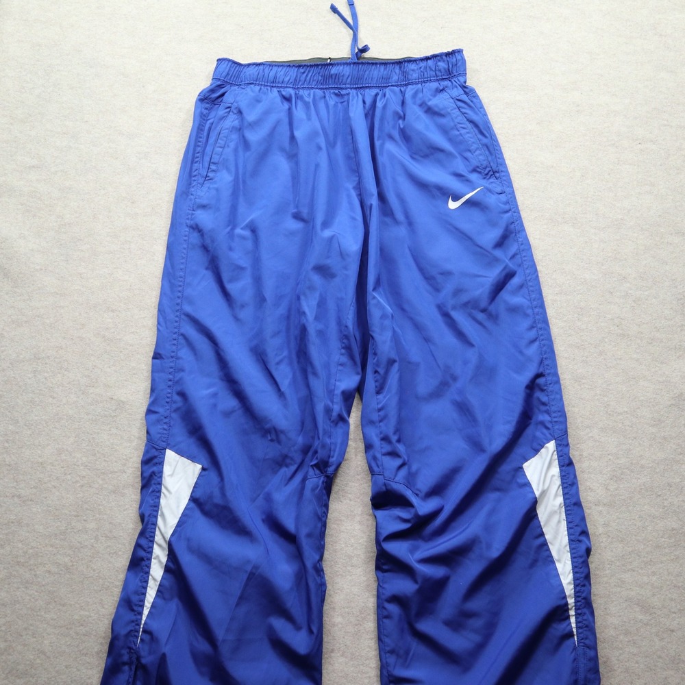 Nike Storm-Fit Track Pants Medium Blue Y2K Mesh Lined Zipper Cuffs